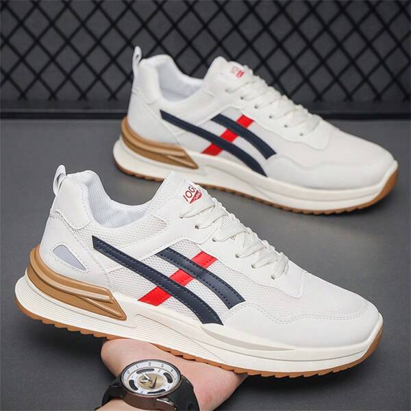 Tênis de skate masculino de cor sólida, confortável, antiderrapante, casual, com cadarço, sola grossa, adequado para atividades ao ar livre