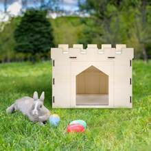 1pc/Set Wooden Rabbit Hideout Castle, Wooden Rabbit Houses And Hideouts For Indoor Bunnies, Chinchillas, Hamsters And Guinea Pigs - Multicolor - View 6