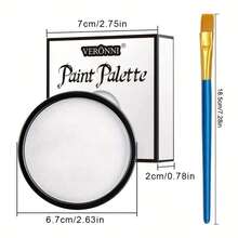VERONNI 30g Water Activated Face And Body Paint With 1 Brush, Water Soluble Monochrome Face Painting Kit For Stage, Screen, Cosplay, And Halloween Makeup, Available In White, Black, Red, Green, Blue, Purple - 彩色 - 查看 4