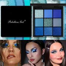 2pcs Blue Purple Eyeshadow Palette Set, Shimmer Glitter & Matte Shades, Enchantress Blue & Purple Violet Color Tone, Waterproof, Highly Pigmented, Smokey Sparkling Pressed Glitter, Colorful Party Stage Makeup For Music Festival - 彩色 - 查看 3