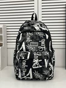 Fashionable Classic Graffiti Ladies' Backpack, Large Capacity, Foldable, Multi-Compartment, Suitable For Outdoor Activities, Short Trips, Hiking, And School.