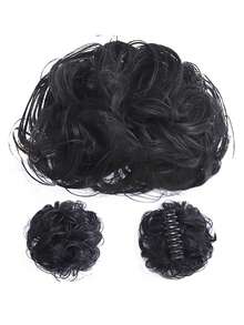 1 pièce Pince à chignon en désordre avec vague de griffes pour cheveux bouclés, pince à queue de cheval en pince à cheveux en synthétique convenant aux femmes - Noir naturel - Noir - Voir 8