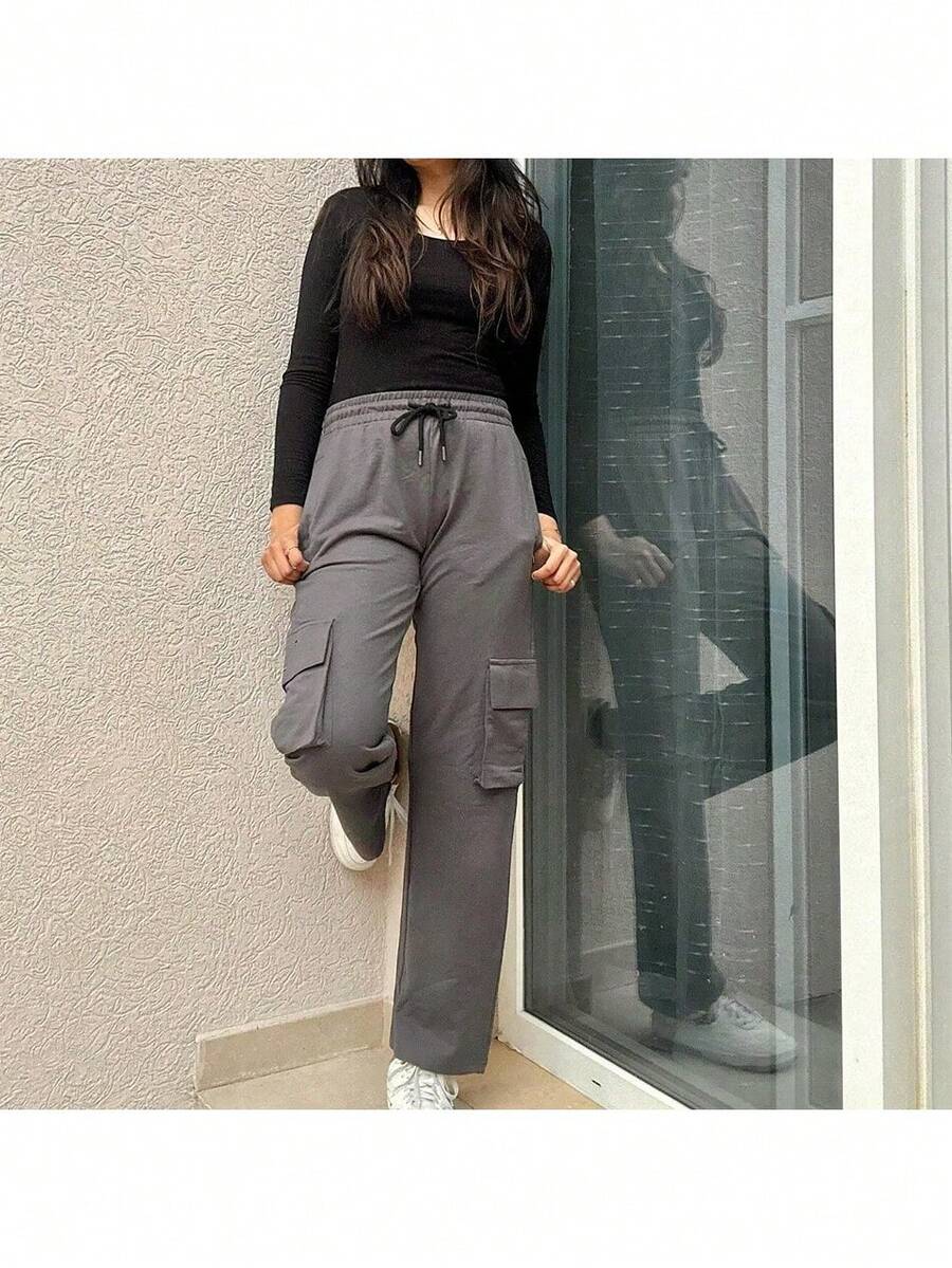 Women's Cargo Pants, Street Style, Versatile And Comfortable - 深灰色 - 查看 1