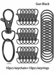 20 Rotating Lobster Clasp Key Rings, 10 Key Rings, 10 Key Ring Jewelry DIY Crafts - Valentine's Day Gifts For Men And Women - Silver - View 8