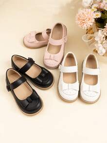 Sweet Mary Jane Bow Decor Cute Princess Flat Shoes For Kids - Black - View 2