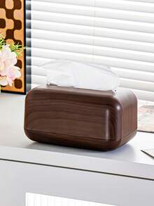 1pc Vintage Wood Grain Plastic Tissue Box - Fashionable Home Decor For Kitchen, Bedroom And Living Room, Brown Design, Elegant And Practical Decorative Piece
