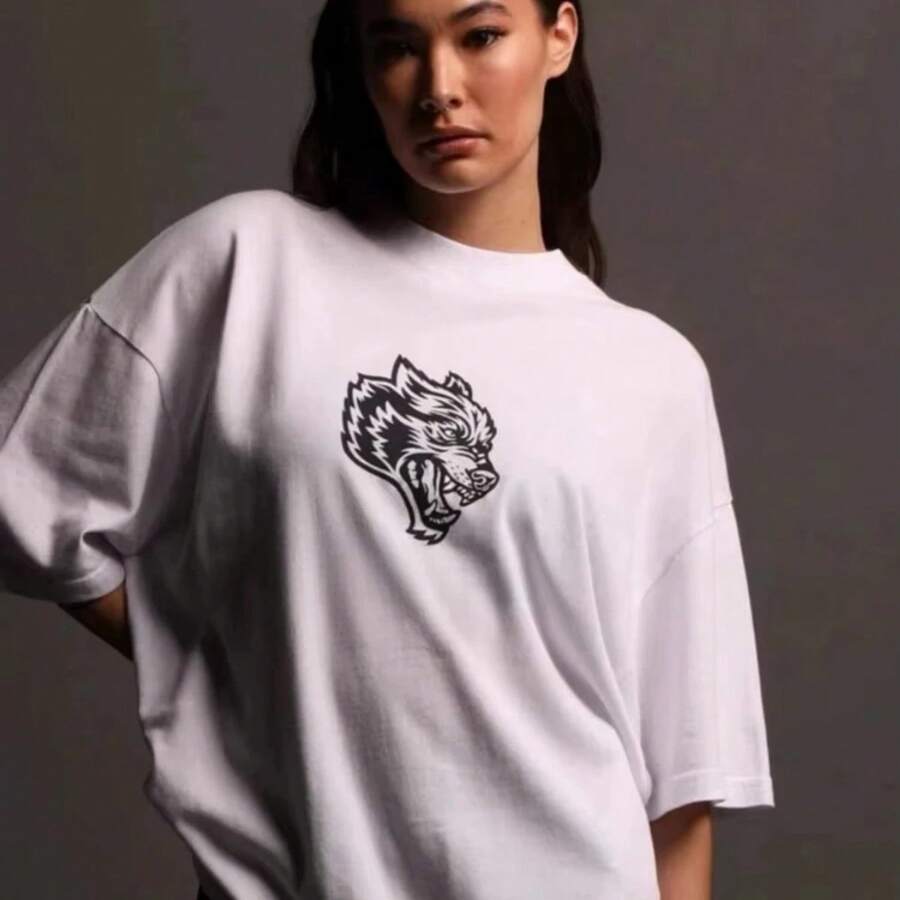 2025 New DakaFit DARC EuroAmerican Wolf Head Print Graphic T-Shirt Men Women Short Sleeve T-Shirt High Quality Men's Clothing - trắng - Xem 1