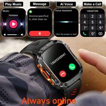 GUHUAVMI 男士户外运动智能手表，2.01 英寸 GPS 定位智能手表，LED 手电筒，540mAh 大电池，无线通话功能，GPS 轨迹，防水，100 多种运动模式，指南针，海拔和气压，天气预报，心率，睡眠监测，健身追踪器，方形设计首选 - 彩色 - 查看 5