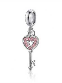 9 件优雅时尚心形、星星、钥匙、爱情锁串珠吊坠 DIY 装饰手链、项链、耳环、珠子、吊坠、饰品、创意配饰 - 彩色 - 查看 3