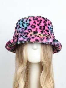 1 件女士豹纹保暖内衬渔夫帽，休闲百搭防风保暖帽，适合返校、学生日常穿着、秋冬秋季服装蓬松 - A - 查看 10