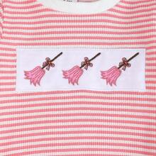 女婴长袖刺绣连体衣，春秋季 - 粉色 - 查看 3