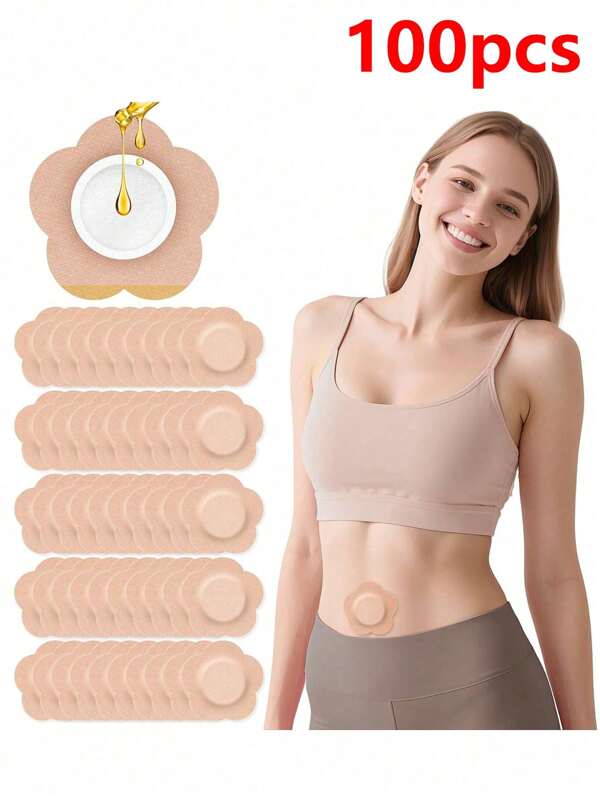 100/80/50/30/15 Disposable Castor Oil Belly Button Stickers Made Of Non-Woven Breathable Fabric, Suitable For Both Men And Women (Oil-Free)