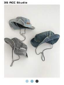 1 件复古水洗做旧渔夫帽，女士户外防晒宽边钓鱼徒步露营帽，适合夏季男士太阳帽夏季帽子，适合徒步旅行和钓鱼等夏季户外活动