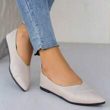 2025 Summer New Large Size Flat Single Shoes Spliced Pointed Toe Shallow Mouth Casual Shoes Cross-Border Women's Shoes Wholesale - màu đen - Xem 7