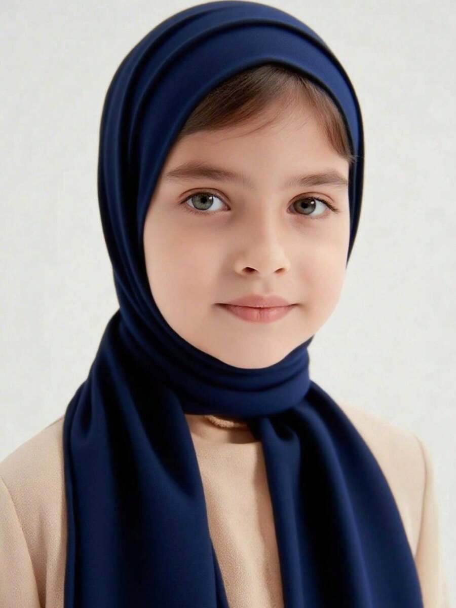1 件纯色雪纺头巾围巾头巾头巾头巾轻便围巾女童披肩和披肩适合晚上夏季遮阳海滩罩纱笼旅行礼物儿童头巾旅行必需品儿童节日必需品 - 彩色 - 查看 1