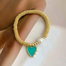 1件波西米亚风优雅奢华养殖珍珠心形串珠手链，女士姐妹及情侣珠宝礼物，适合日常、派对、节日、圣诞节佩戴 - 手鍊 - 查看 22