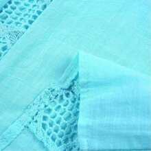 2025 Bohemian Style Women Blouses Summer Blouse Solid Color Leisure Hollow Tassels U-Neck 3/ 4 Sleeve Lace Women Shirt S-5XL