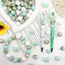 25/28/64pcs Wavy Dot Bow Silicone Bead Set - Perfect For DIY Keychain, Bracelet And Pen Accessories | Multiple Colors And Patterns, Keychain Accessories | Smooth Surface Beads - Beads & Bead Combinations - Bow Series - View 11