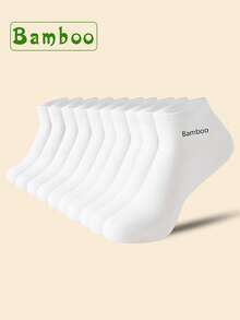 5 Pairs High Quality Men's Bamboo Fiber Short Socks Sweat Absorbent Deodorant Men's Business Casual Formal Ankle Socks For Man Gift Black White Grey Sox 39-45 - Multicolor - View 12