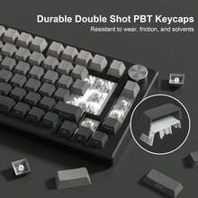 Womier PBT Keycap Sets Black, Gradient Double Shot Keycaps 60 75 Percent, Translucent Keycaps, Side Printed, Cherry Profile For Mechanical Gaming Keyboards (Only Keycaps) - 深灰色 - 查看 10