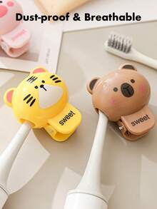 Funda protectora para cepillo de dientes con diseño de animales lindos - Estuche de viaje a prueba de polvo y transpirable, base inclinada para higiene, se ajusta a todos los cepillos de dientes (4 estilos), adecuado para uso diario, viajes, hotel, exterior, decoración del baño del hogar. De vuelta a la escuela.