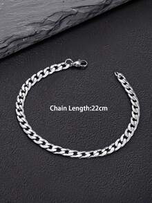 1pc Funky Minimalist Punk Link Stainless Steel NK Embossed Chain Bracelet For Men Hip Hop Street Style Suitable For Daily Wear - Bracelet - View 3