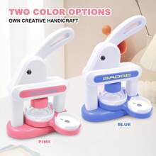 Button Machine, Manual Button Machine 3 In 1, Homemade Fridge Magnet, DIY Toy, Pink/Blue