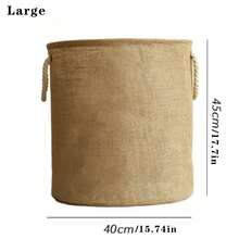 1pc Jute Laundry Basket, Large Capacity Laundry Hampers, Foldable Storage Baskets, Collapsible Laundry Baskets For Clothes, Towels & Toys Storage, Indoor Laundry Hampers, Perfect For Bathroom, Dorm, Laundry Room Organization And Storage