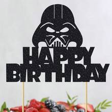 1Pc Alien War Happy Birthday Cake Topper Kim tuyến đen Alien War Cake Decorations Star Themed Birthday Cake Topper Party Supplies - Nhiều màu - Xem 11