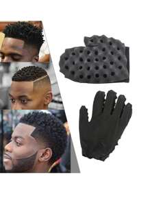 1个黑色海绵卷发手套，造型手套，海绵卷发器美发工具 - 彩色 - 查看 4