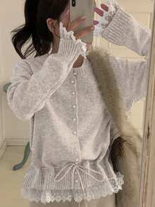 2025秋冬长袖优雅别致系腰开衫