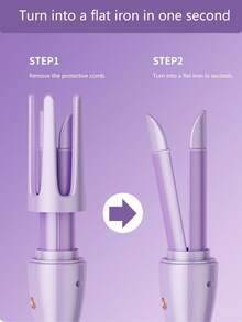 2-In-1 Automatic Curling Iron And Straightener, Fast Ceramic Fast Heating Ceramic Curling Wand With Rotating Barrel, 3 Temperature Settings, Anti-Scald Non-Corded Hair Styler - Perfect For Beach Waves & Sleek Straight Hair, Ideal For Travel & Daily Styling | Professional Ceramic Hair Styling Tool With Detachable Barrel, Instant Straight Straightening Iron