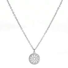 1pc New Geometric Pendant Necklace, Sunflower Amulet Stainless Steel Necklace, Hip-Hop Versatile Accessory - Silver - View 5