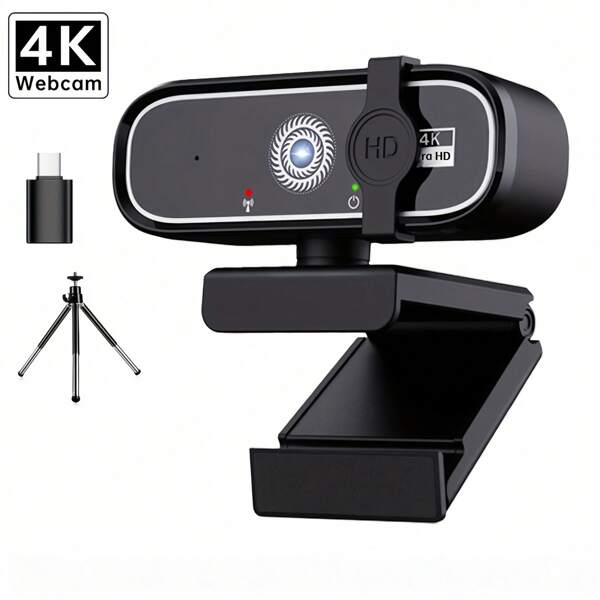 Webcam USB 4K/2K/1080P com foco automático, capa de privacidade, | Câmera plug & play para PC/laptop, zoom, streaming, trabalho remoto