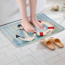 海岸海洋浴室地毯海滩主题浴室垫，海洋动物印花淋浴地毯，海星螃蟹拖鞋浴室地毯房间和家居装饰防滑橡胶背衬地毯适用于淋浴浴缸卧室 - 24 英寸 X 16 英寸，30 英寸 X 18 英寸入口装饰 - 多 04 - 查看 3