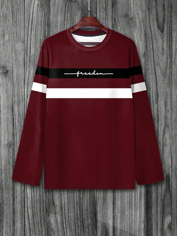 Plus Size New Spring Autumn Men Casual Fashion Sports Gym Beach Holiday Round Neck Long Sleeve T-Shirt