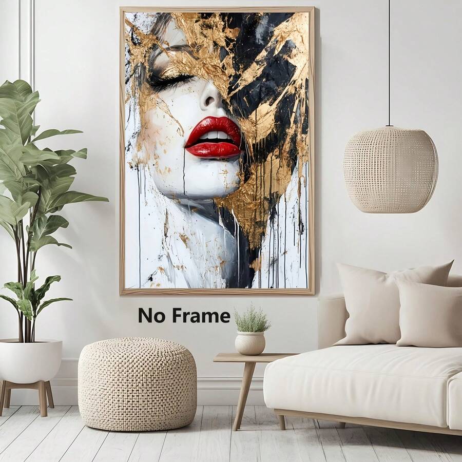 قطعة واحدة، تصميم أنيق باللونين الأسود والذهبي، لوحة فنية ديكورية عصرية بدون إطار، ملصقات مطبوعة، قماش مقاوم للماء، مناسب للمنزل والمكتب وغرفة النوم وغرفة المعيشة والدراسة والحمام والبار، ديكور جداري ولوحات منزلية، هدية عيد مثالية