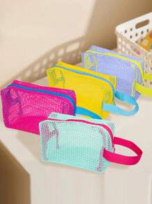 Borsa Tofu minimalista dai colori della dopamina, borsa cosmetica a rete di grande capacità, borsa da viaggio portatile e colorata in rete, borsa per articoli da viaggio per la scuola, le vacanze e il ritorno a scuola, borsa da toilette impermeabile, borsa per il trucco, borsa da toilette per crociere, per donne e uomini