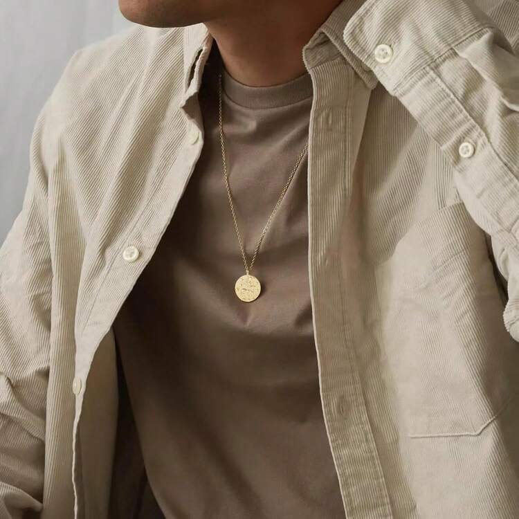 Zodiac Coin Embossed Choker Necklace Disc 12 Astrology Horoscope 14K Gold Plated Round Pendant Personalized Necklace Women Men - A 水瓶座(1月20日-2月18日) - 查看 7