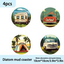 1set/4buc/6buc suporturi pentru pahare de noroi cu diatomee, model de foc de tabără pentru camping, suporturi pentru cafea cu motive florale, decorațiuni multi-ocazie pentru casă și restaurant, cadouri de festival, decorațiuni de masă, decorațiuni zilnice, decorațiuni pentru petreceri tematice.