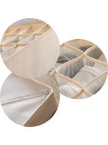 ALYER Collapsible Bra(A-C Cup) Drawer Organizer,Durable Cloth Storage Box Bins Dividers For Panties,Underwear,Socks,Lingerie(Beige-7 Cells)