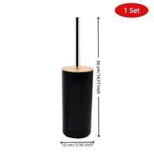 2件套马桶刷清洁套装,长柄马桶刷配收纳桶,小巧节省空间,适合小型浴室,密封竹盖防溅,刷头可替换,北欧风格清洁刷,马桶清洁工具,奢华浴室用品,宿舍必备,公寓必备 - 黑色 - 查看 13