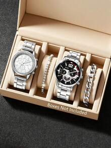 情侣手表套装，包含时尚石英手表和磁性情侣心形项链，适合日常佩戴、生日礼物、派对、节日聚会，也是送给自己或朋友的理想礼物。不含包装盒。