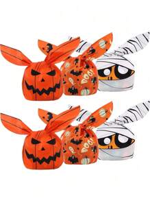50 Stücke Halloween Süßigkeitentüten mit Kürbis- und Fledermaus-Motiv, Keks-Geschenktüten für Trick or Treat Partys, Halloween Party Dekoration Zubehör