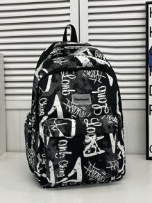 Fashionable Classic Graffiti Ladies' Backpack, Large Capacity, Foldable, Multi-Compartment, Suitable For Outdoor Activities, Short Trips, Hiking, And School.