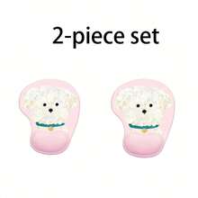 2pcs/1pc Cute Cartoon Mini Thickened Non-Slip Desk Mouse Pad With Gel Wrist Rest, Light Pink Simple Dog Design Computer Mouse Mat