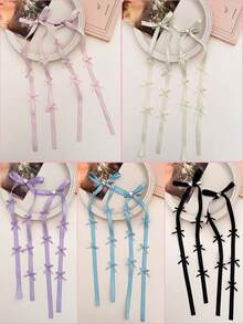 2/10 piezas Accesorios para el cabello de mujer, Pinzas para el cabello con lazo de cinta dulce, Barrettes con lazo de cinta de bailarina, Pinza lateral con borla larga, Decoraciones versátiles para el cabello para uso diario, Atuendo de invierno para mujer, Lazos, Lindos, Elegantes, Accesorios para la cabeza, Horquillas - Multicolor - Ver 12