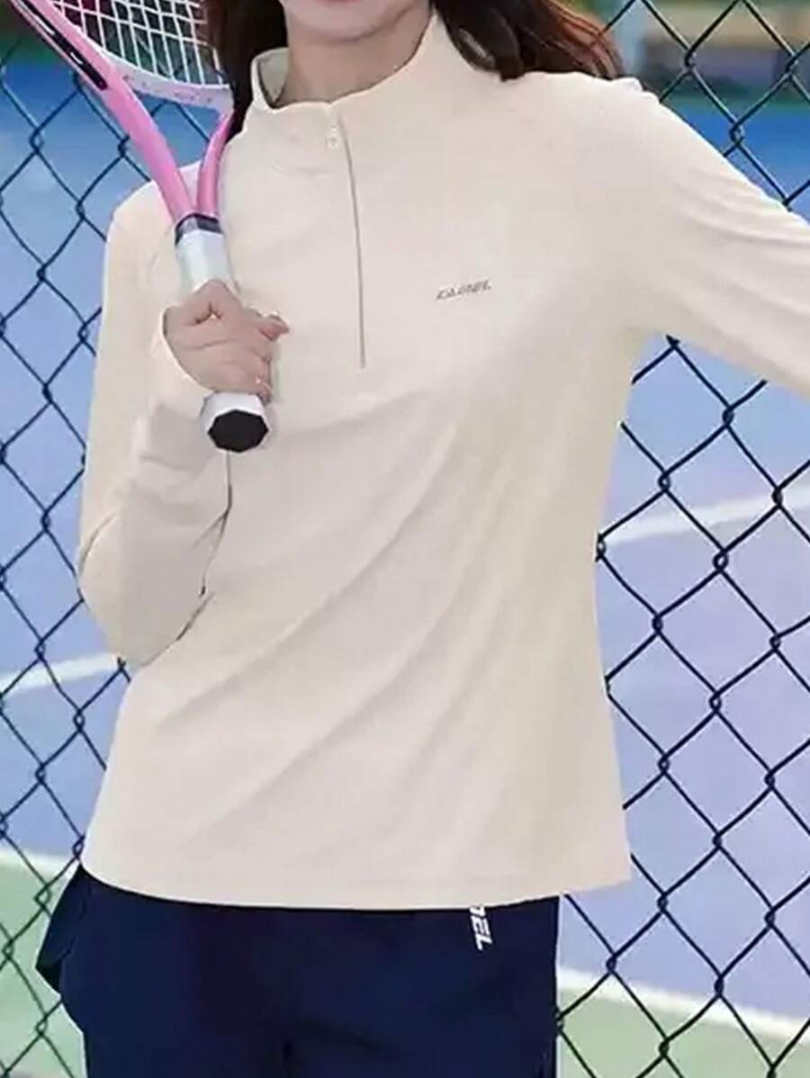 CAMEL CROWN Sports Long Sleeve Quick-Drying T-Shirt Women's Elastic Fitness Running Yoga Sweatshirt - Corn White - View 1