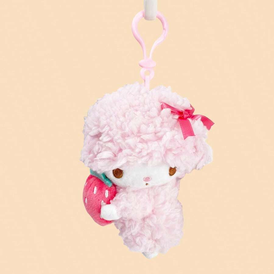 MINISO Strawberry Plush Piano Ornament, Fluffy Shape+Strawberry Elements, Hanging Keys, Bags, Friends' Birthday Gifts, Holiday Gifts (1 PC) - Pink - View 1