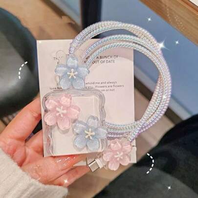 Funda protectora de carga minimalista con diseño floral, adecuada para adaptadores de carga rápida de las series Apple 14/13/16/15, funda protectora de cargador de 20W, regalo ideal